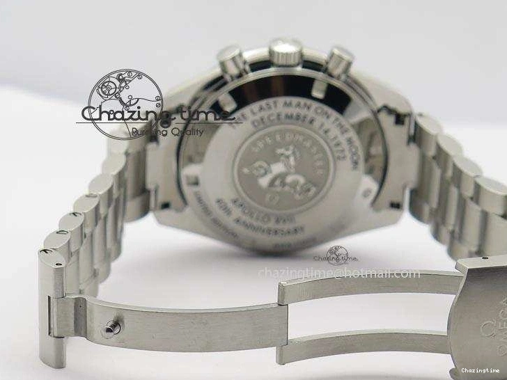 0206 Modern Speedmaster Apollo XVII Gray Dial On SS Bracelet Manual Winding Chrono Movement 8223